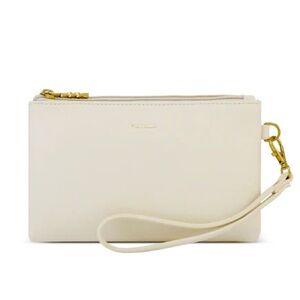 NWT Pixie Mood Vegan Leather Paris Double Zip Pouch in Coconut Cream Pebbled